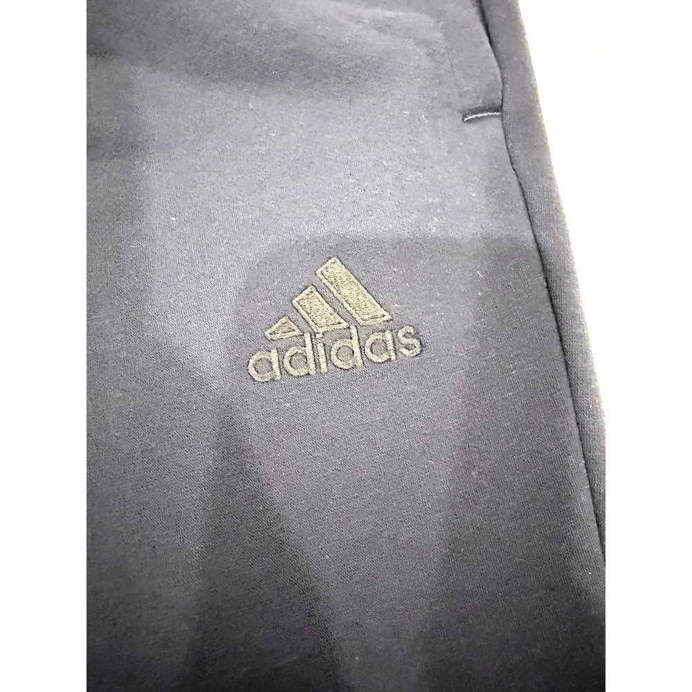 Adidas Tapered Sweatpants Fleece Lined Navy Blue Men's Size Small Zip at Ankle